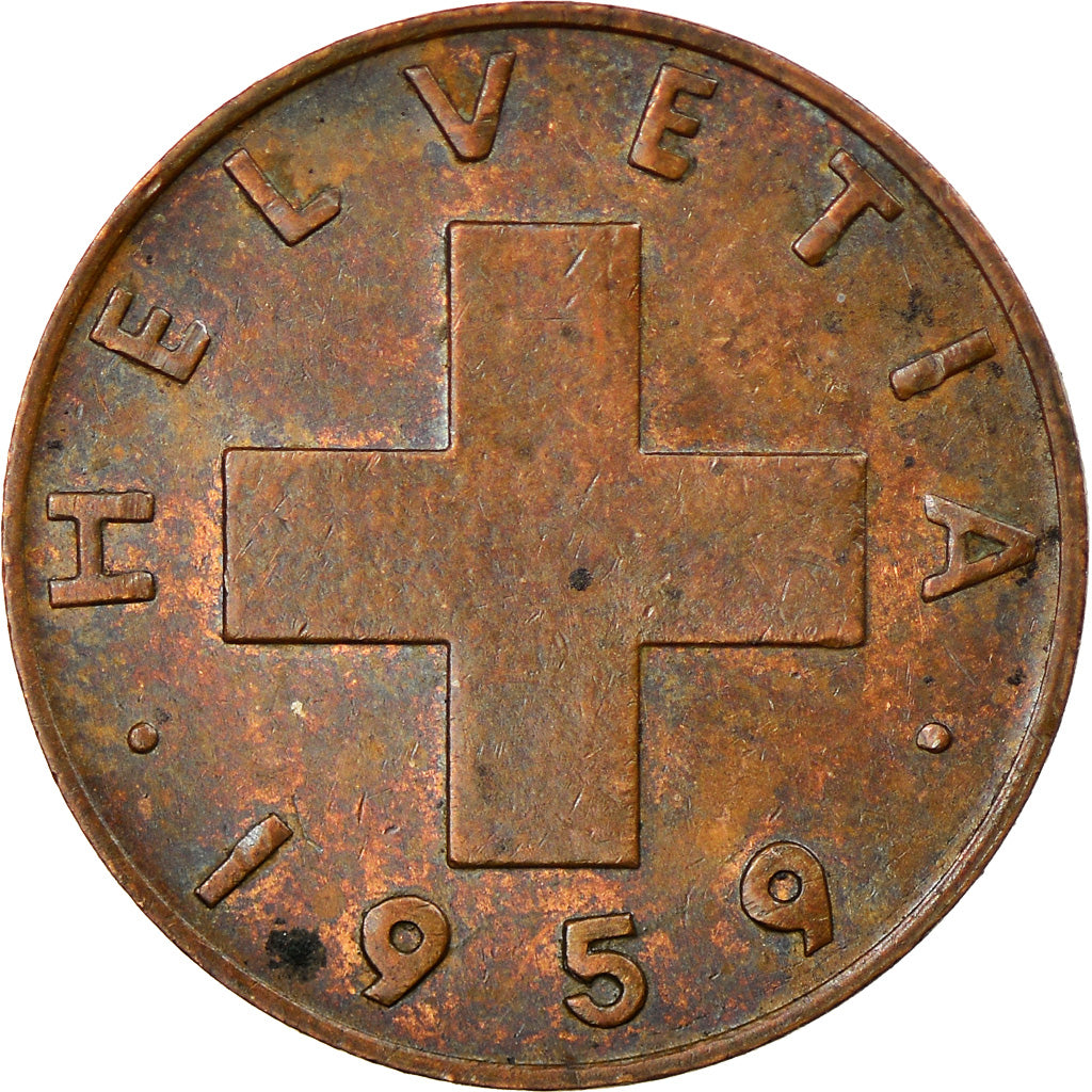 Moneta, Svizzera, Rappen, 1959, Bern, MB+, Bronzo, KM:46