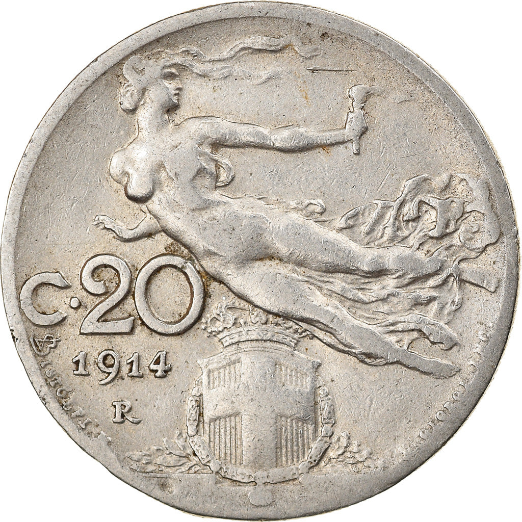 Monnaie, Italie, Vittorio Emanuele III, 20 Centesimi, 1914, Rome, TB+, Nickel