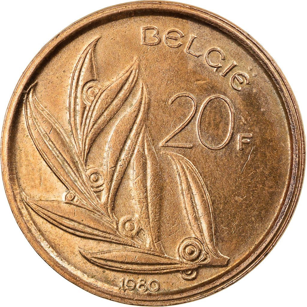 Coin, Belgium, 20 Francs, 20 Frank, 1980, Brussels, EF(40-45), Nickel-Bronze