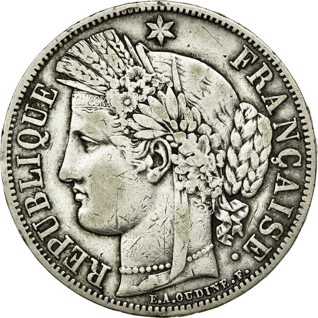Coin, France, Cérès, 5 Francs, 1849, Strasbourg, EF(40-45), Silver, KM:761.2