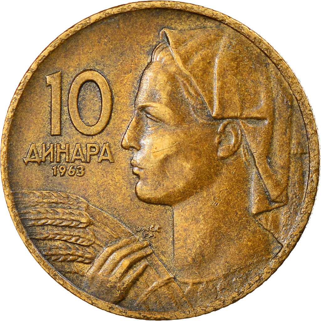 Moneta, Iugoslavia, 10 Dinara, 1963, BB+, Alluminio-bronzo, KM:39