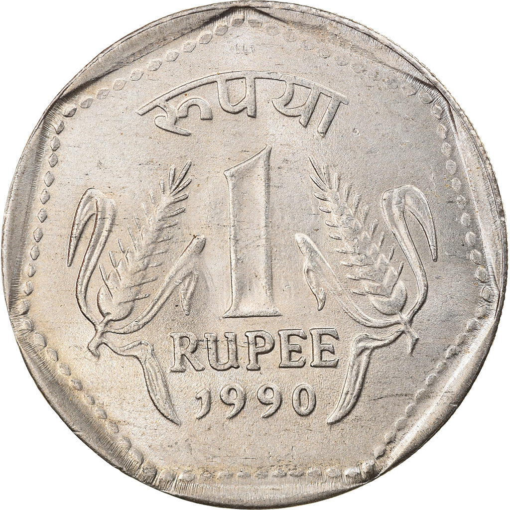 Coin, INDIA-REPUBLIC, Rupee, 1990, AU(50-53), Copper-nickel, KM:79.1