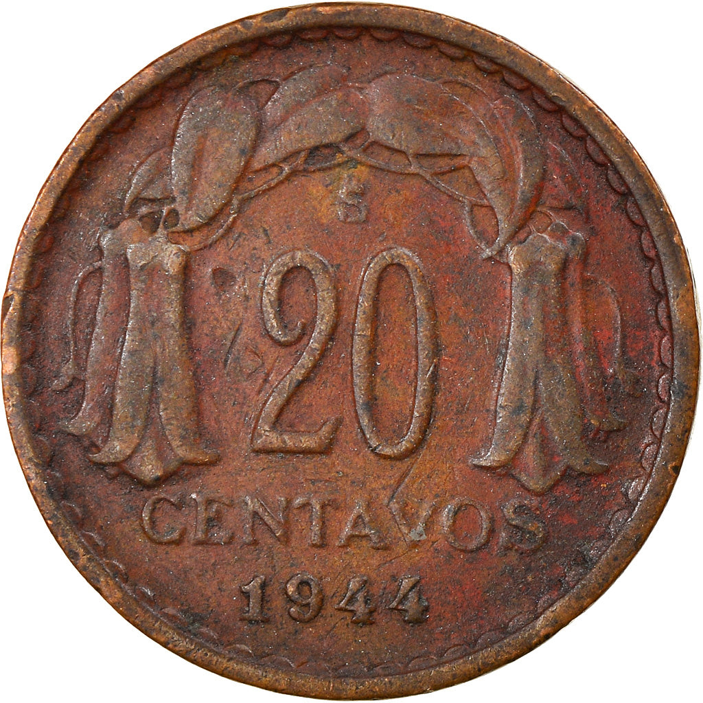 Monnaie, Chile, 20 Centavos, 1944, TTB, Cuivre, KM:177