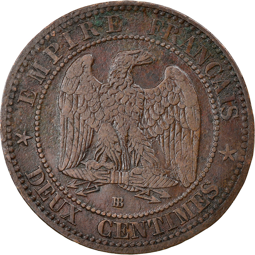 Moeda, França, Napoleon III, Napoléon III, 2 Centimes, 1861, Strasbourg