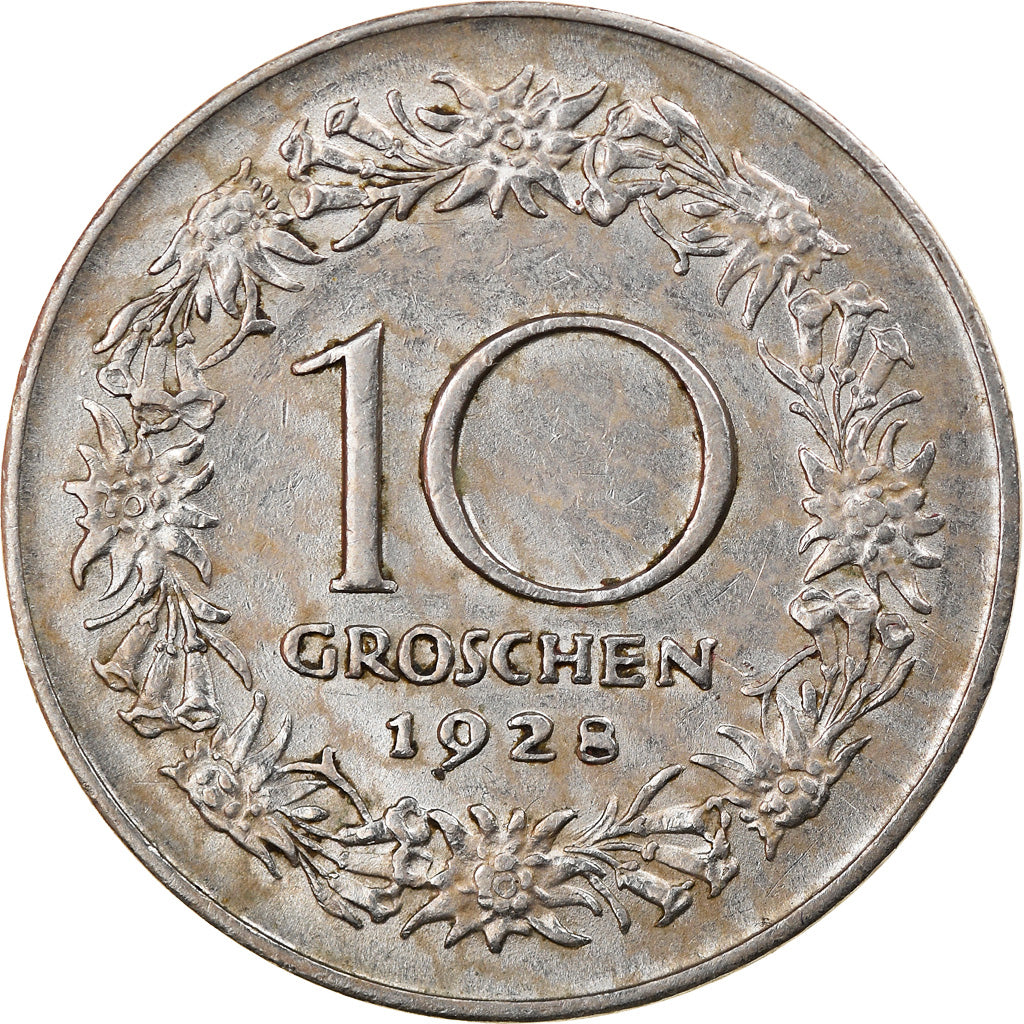 Coin, Austria, 10 Groschen, 1928, EF(40-45), Copper-nickel, KM:2838