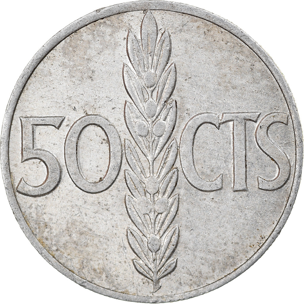 Moneta, Hiszpania, Francisco Franco, caudillo, 50 Centimos, 1968, EF(40-45)