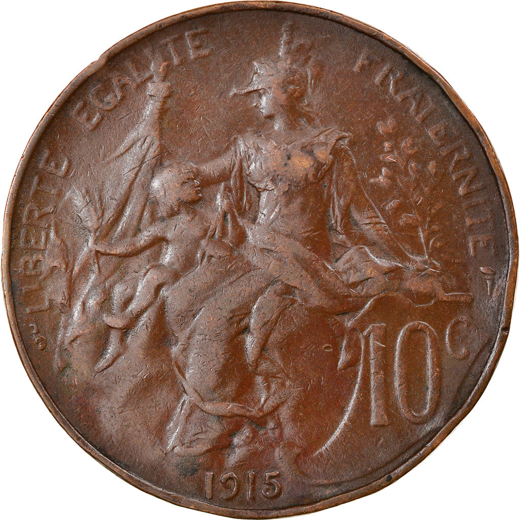 Munten, Frankrijk, Dupuis, 10 Centimes, 1915, Paris, ZF, Bronze, KM:843