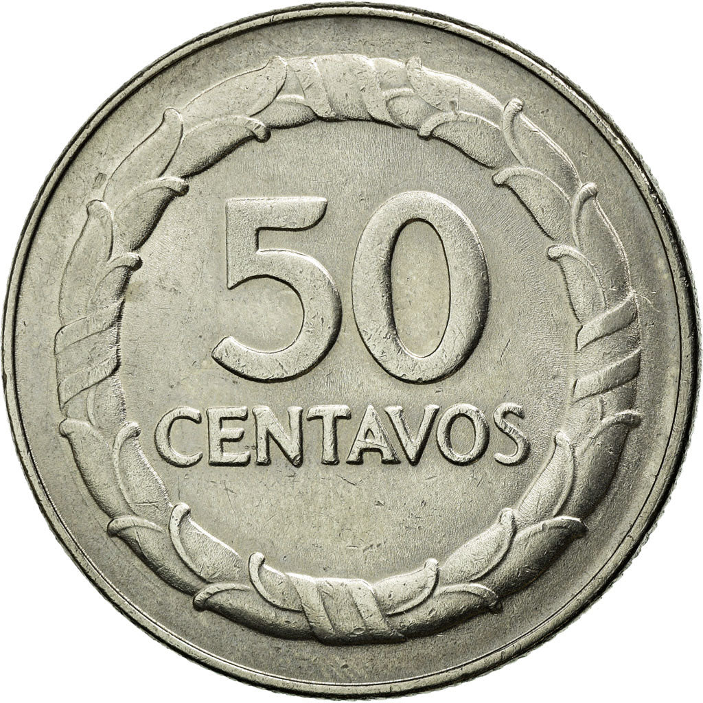 Coin, Colombia, 50 Centavos, 1969, AU(55-58), Nickel Clad Steel, KM:228