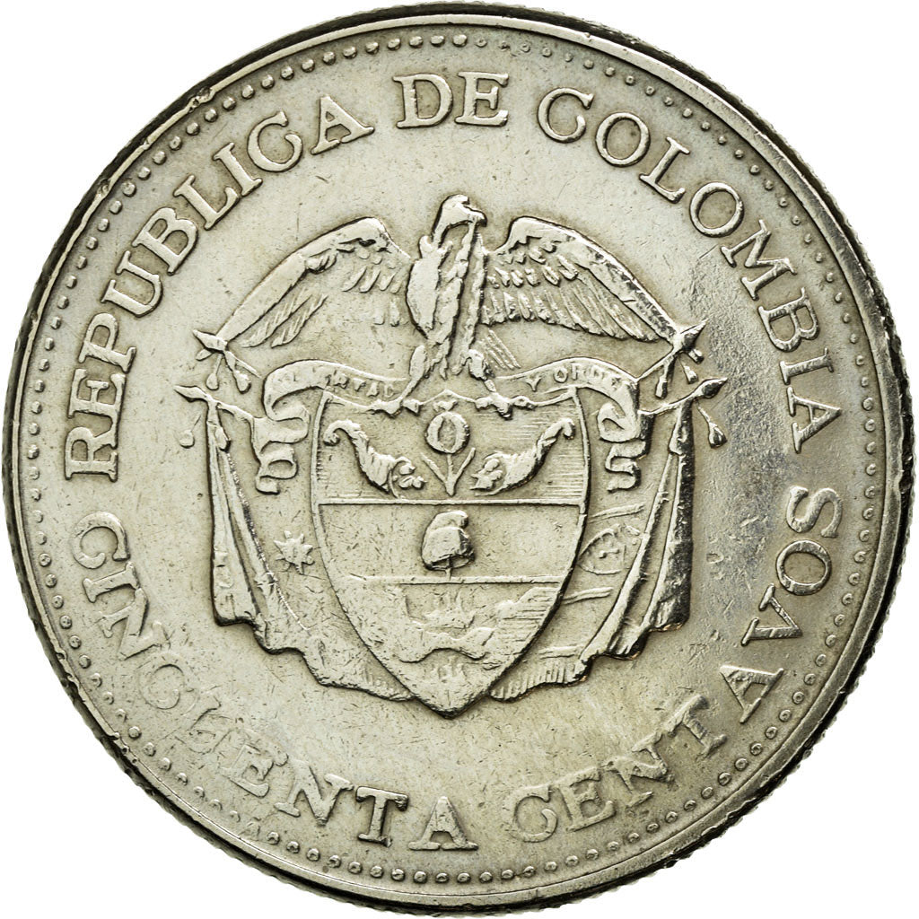 Moneta, Colombia, 50 Centavos, 1963, BB+, Rame-nichel, KM:217