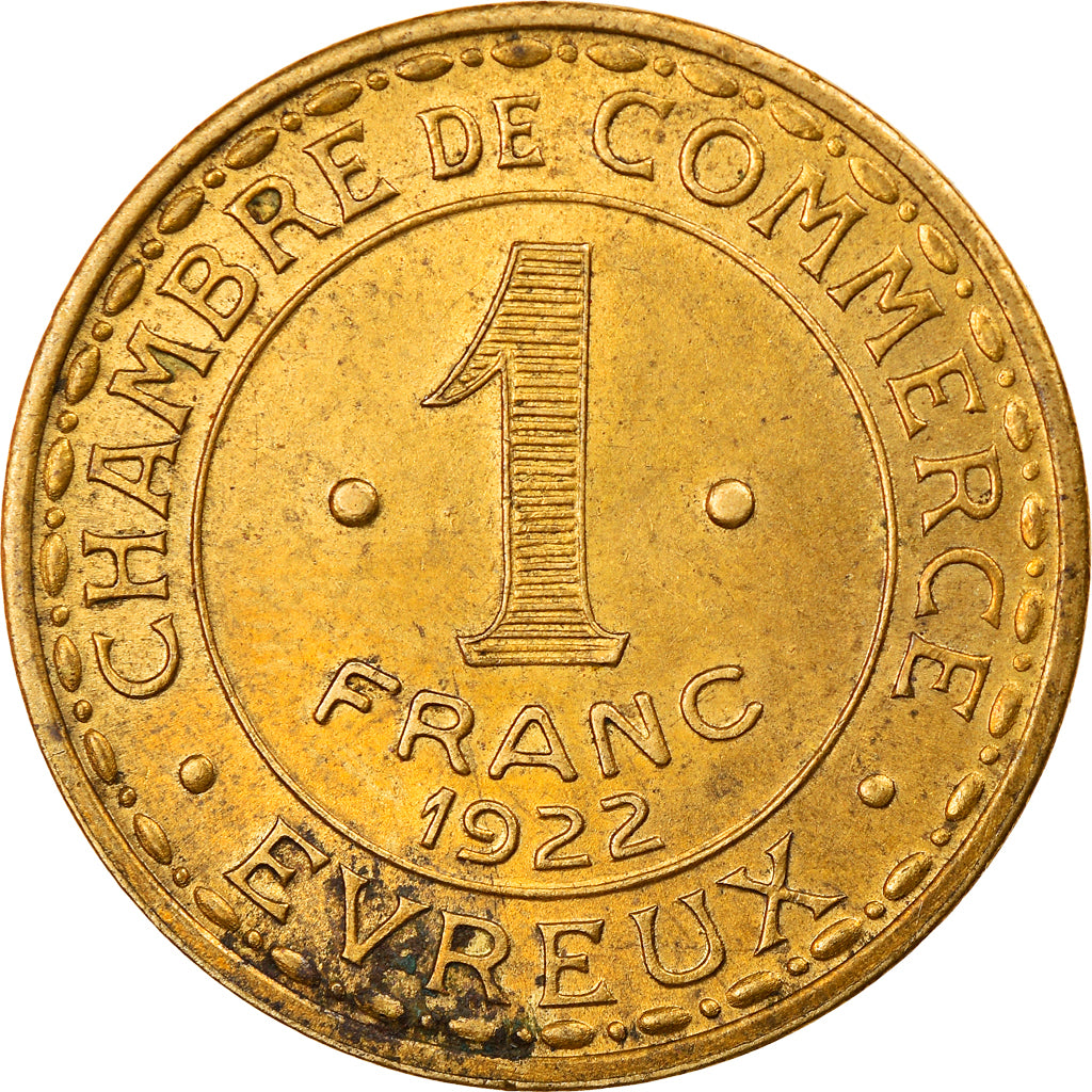 Moeda, França, 1 Franc, 1922, EF(40-45), Latão, Elie:10.4