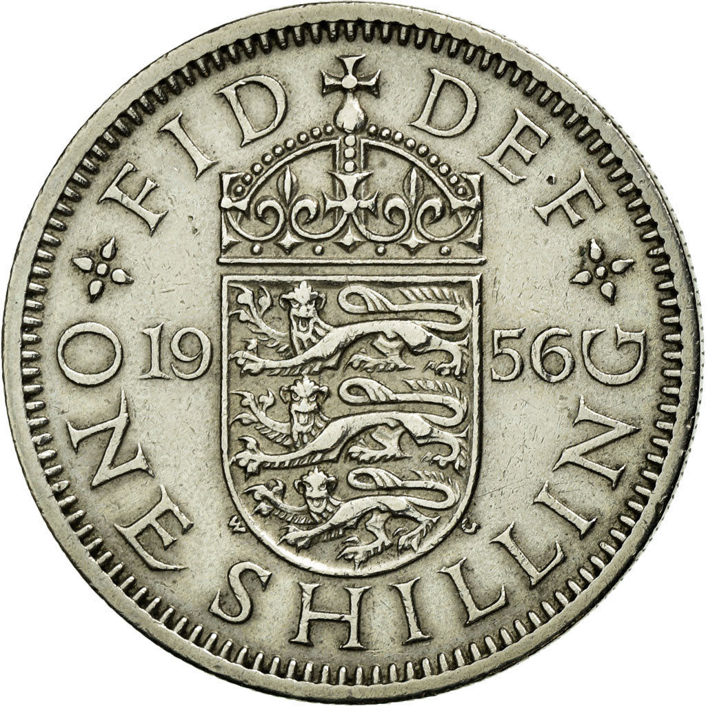 Monnaie, Grande-Bretagne, Elizabeth II, Shilling, 1956, TTB, Copper-nickel