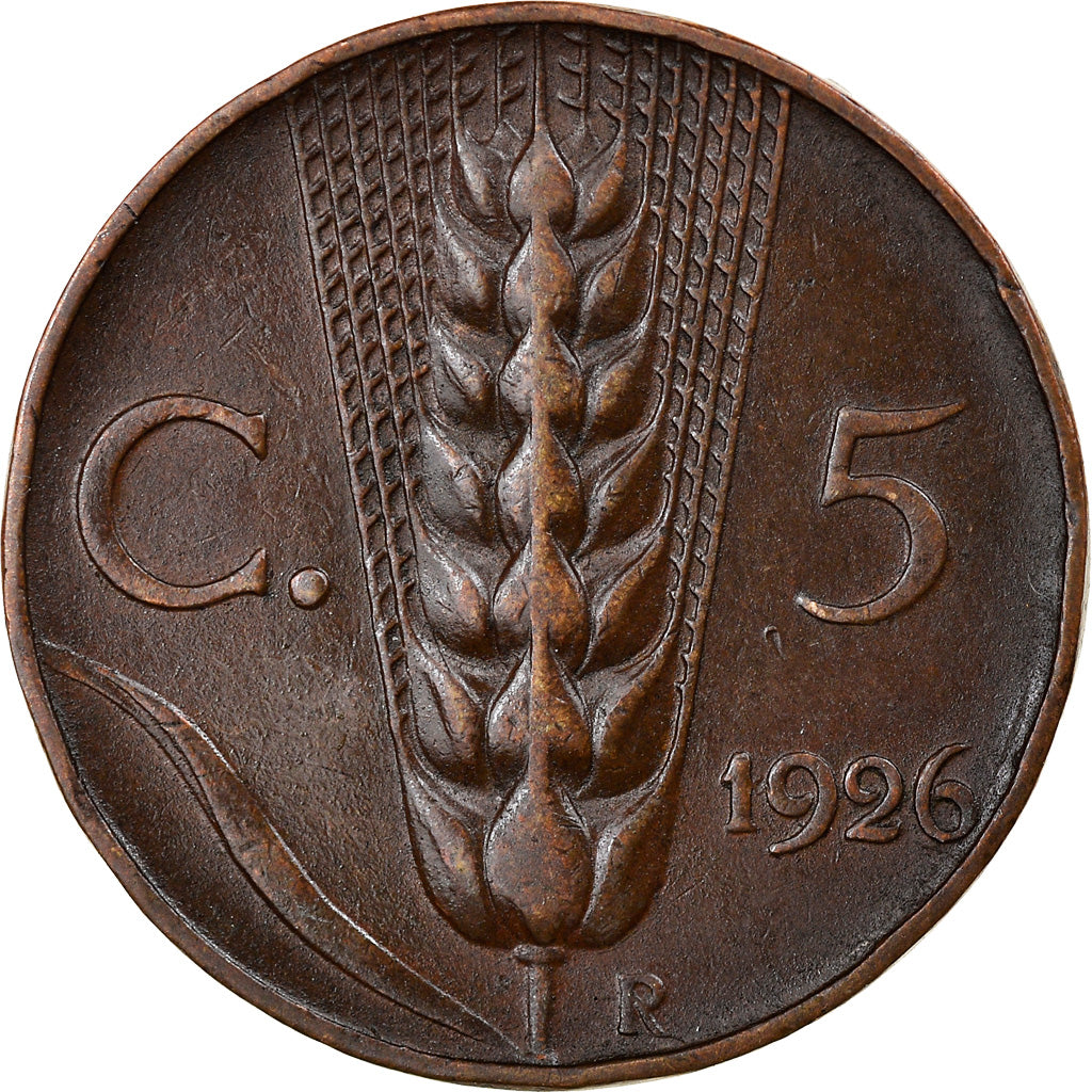 Moeda, Itália, Vittorio Emanuele III, 5 Centesimi, 1926, Rome, AU(55-58)