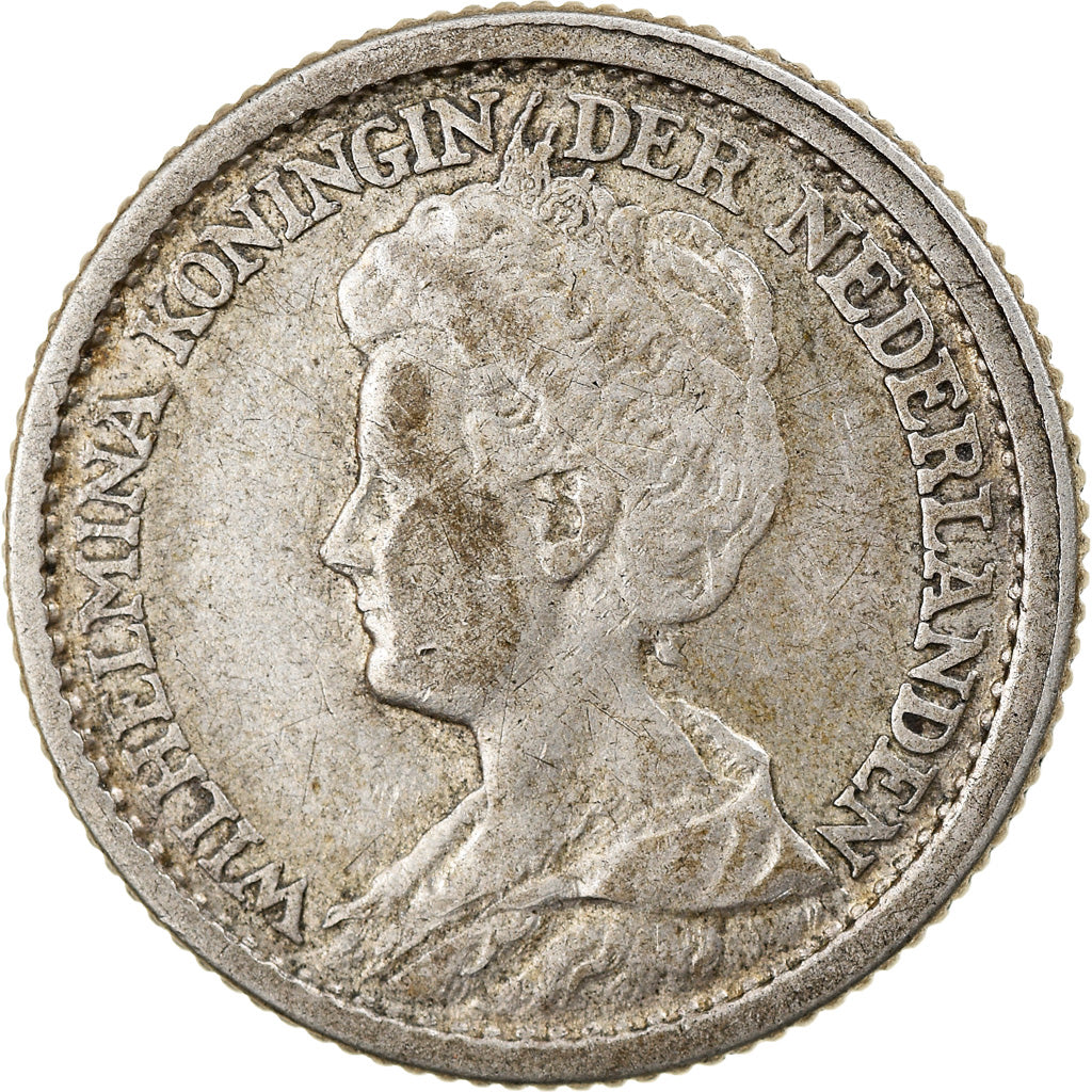 Coin, Netherlands, Wilhelmina I, 25 Cents, 1919, EF(40-45), Silver, KM:146