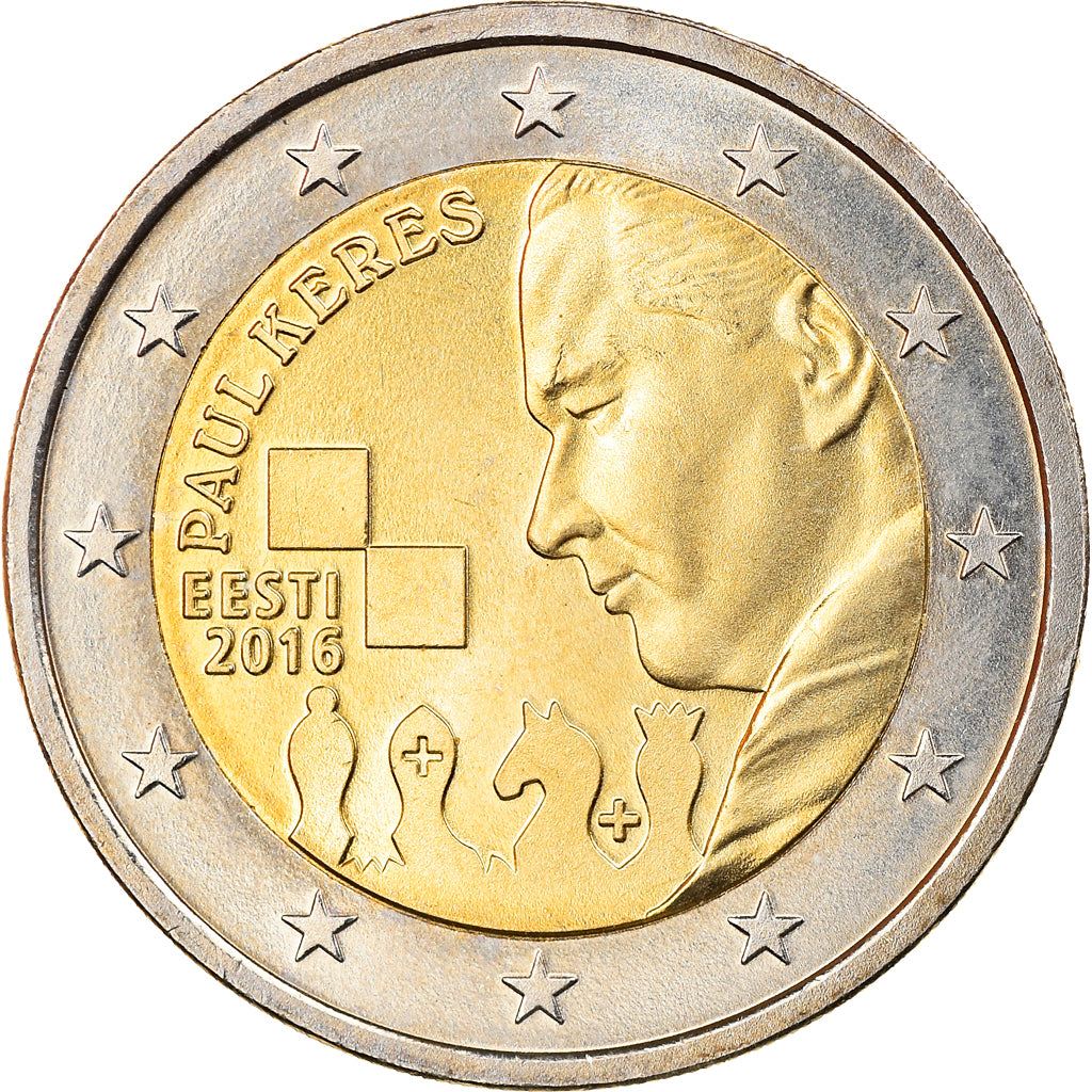 Estonia, 2 Euro, Paul Keres, 2016, MS(63), Bimetaliczny, KM:New