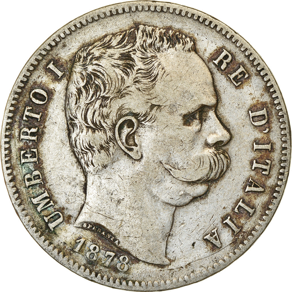 Italy, Umberto I, 5 Lire, 1878, Rome, Silver, VF(30-35), KM:20