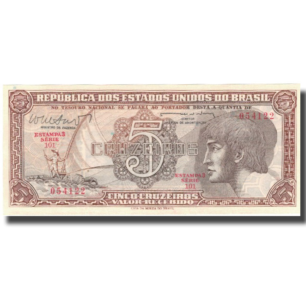 Geldschein, Brasilien, 5 Cruzeiros, Undated (1961-62), KM:166b, UNZ-