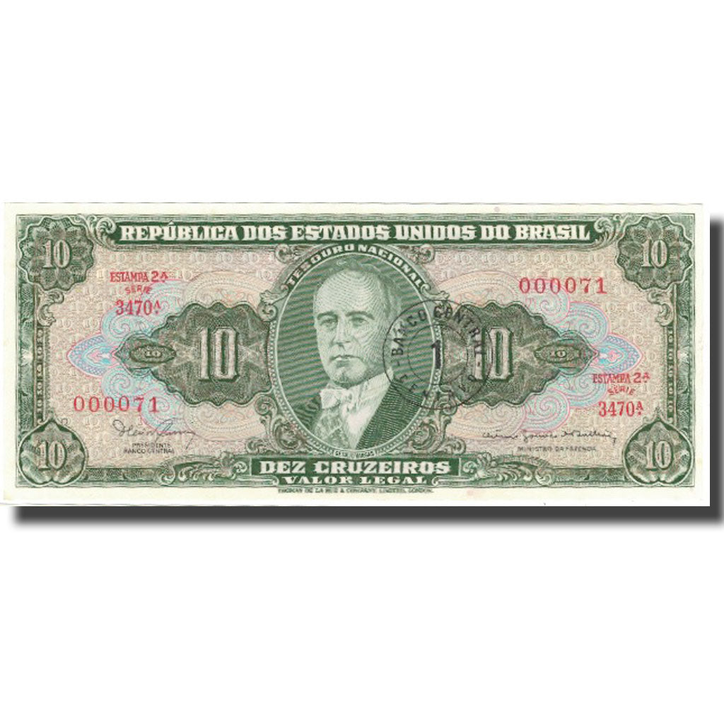 Banconote, Brasile, 1 Centavo on 10 Cruzeiros, Undated (1966-1967), KM:183b