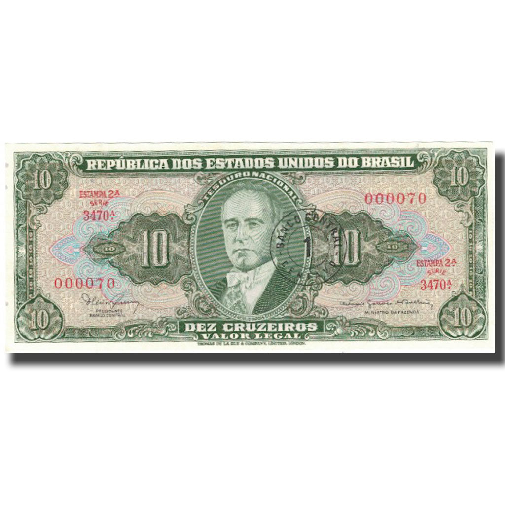 Geldschein, Brasilien, 1 Centavo on 10 Cruzeiros, Undated (1966-1967), KM:183b
