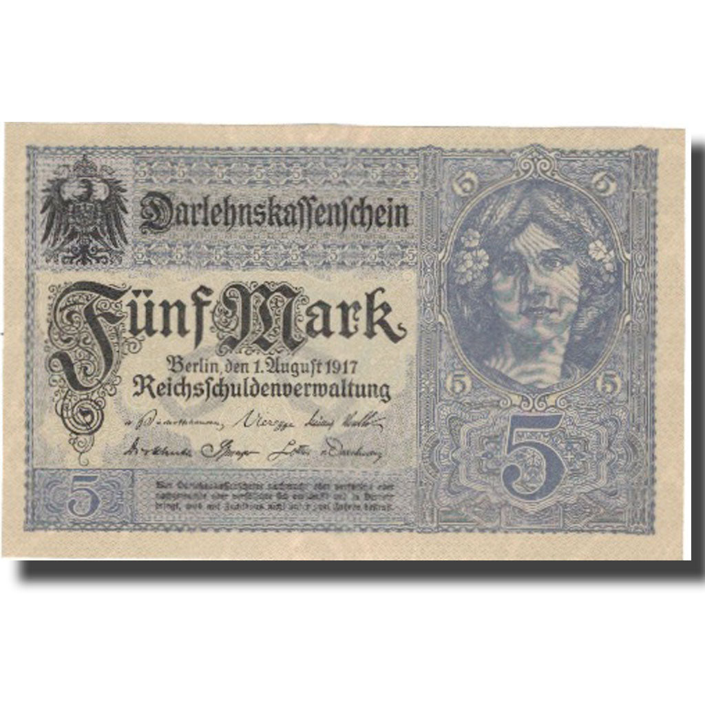Geldschein, Deutschland, 5 Mark, 1917, 1917-08-01, KM:56b, UNZ-