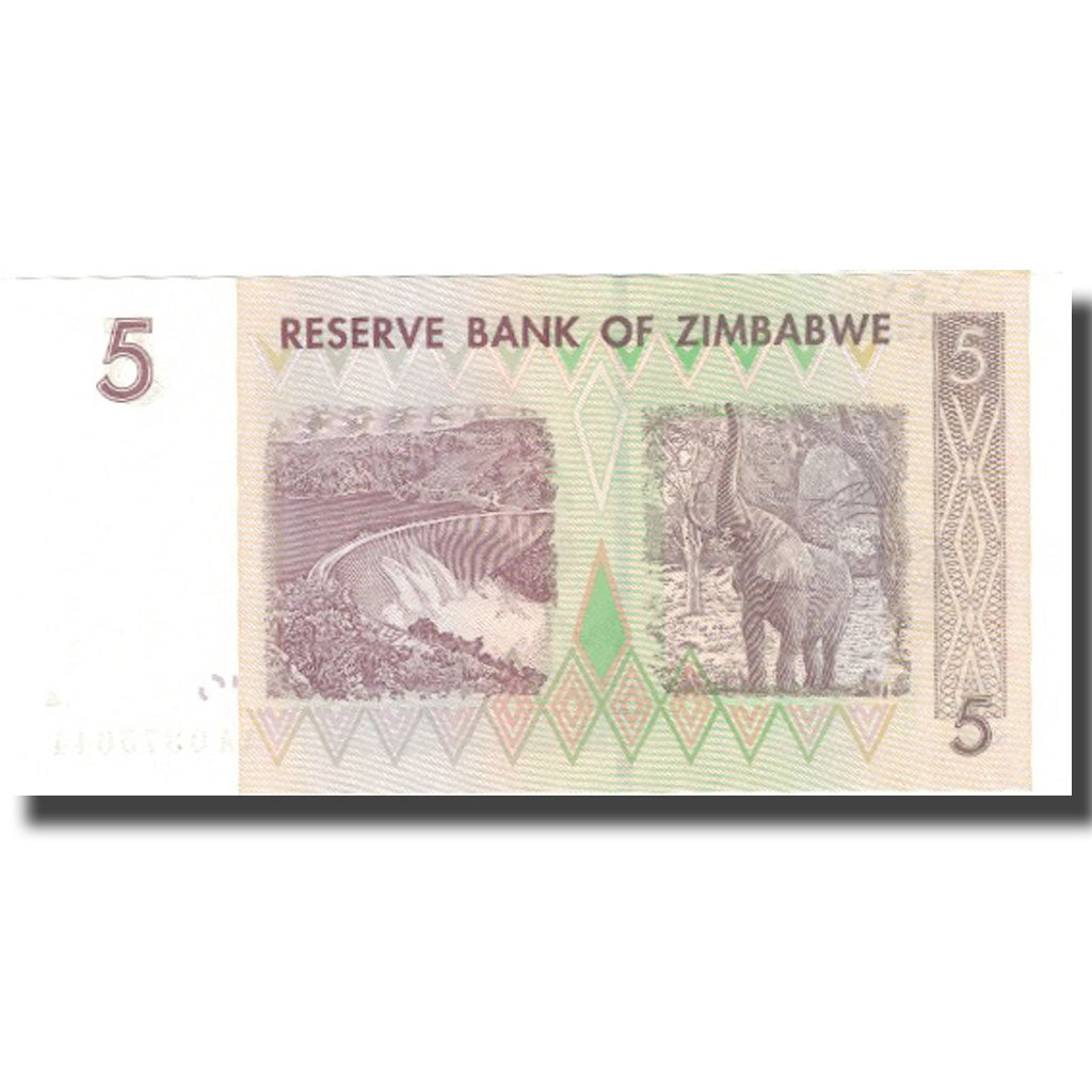 Banknote, Zimbabwe, 5 Dollars, 2007, 2006-08-01, KM:66, UNC(63)