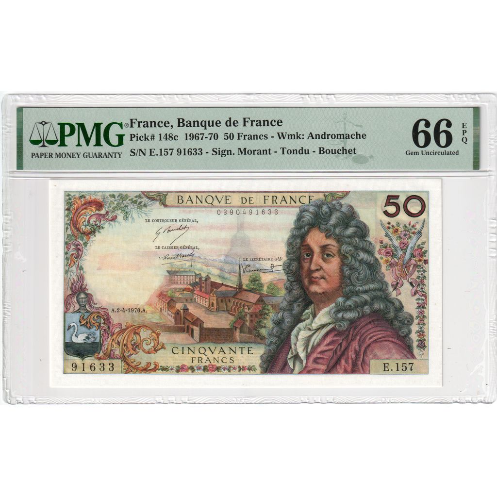 Francja, 50 Francs, Racine, 1970-04-02, E.157, UNC(65-70)
