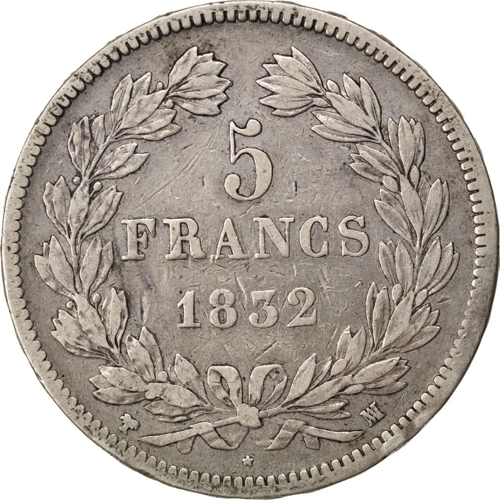 Coin, France, Louis-Philippe, 5 Francs, 1832, Marseille, VF(30-35), Silver