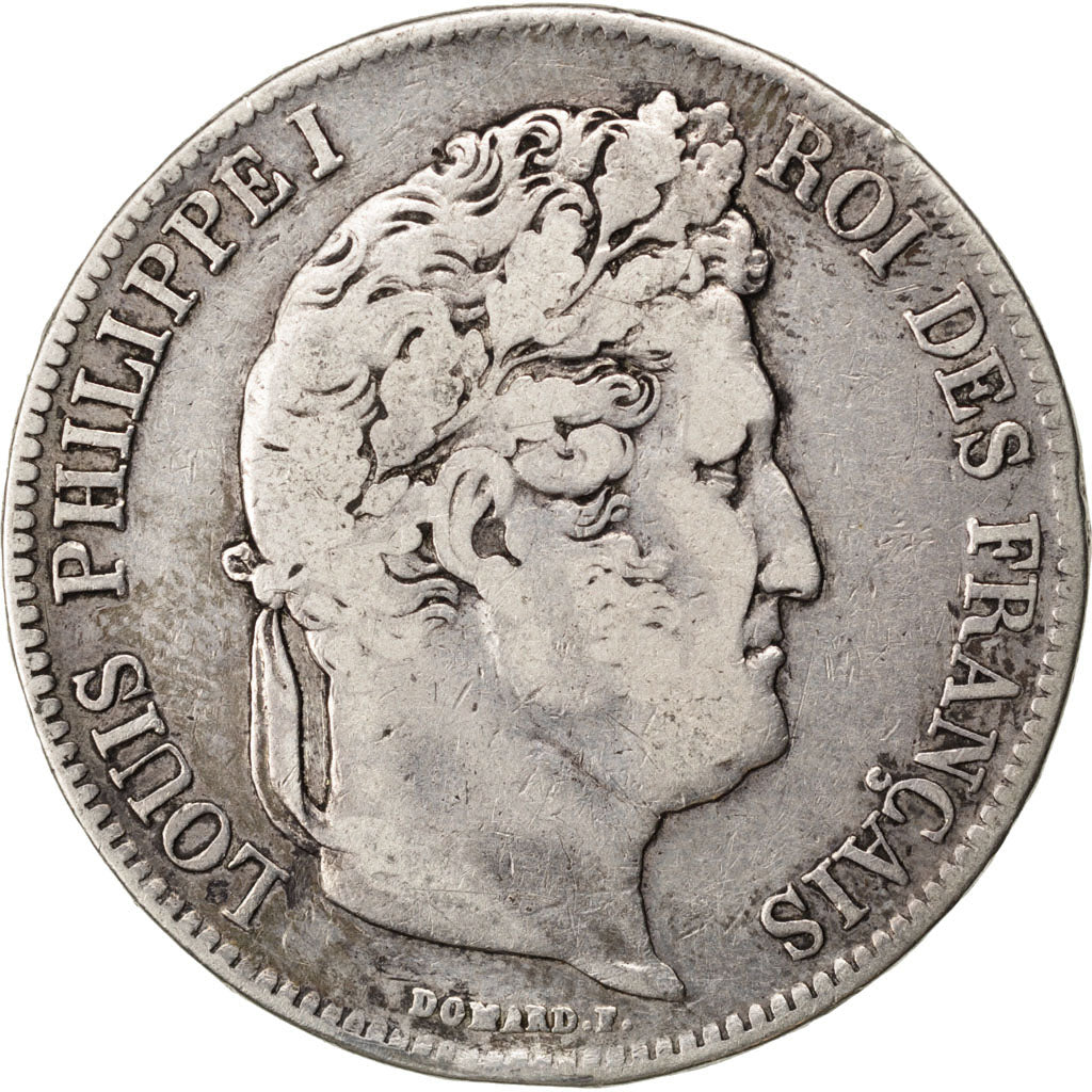 Moneta, Francia, Louis-Philippe, 5 Francs, 1832, Nantes, MB, Argento, KM:749.12