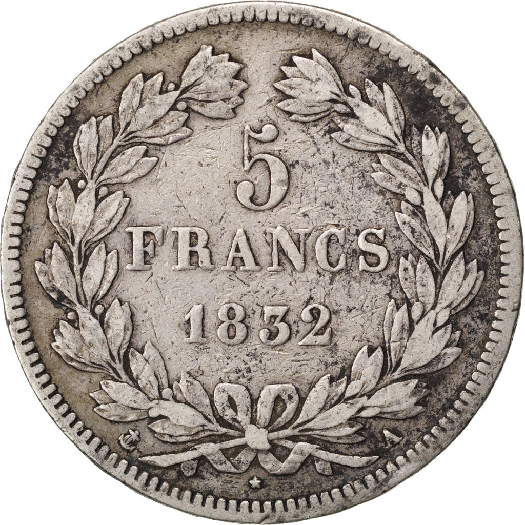 Coin, France, Louis-Philippe, 5 Francs, 1832, Paris, VF(30-35), Silver