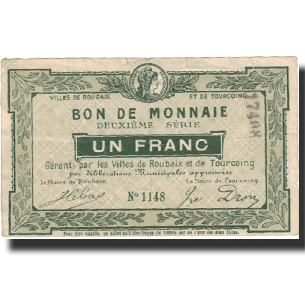 France, Roubaix et Tourcoing, 1 Franc, TTB, Pirot:59-2058