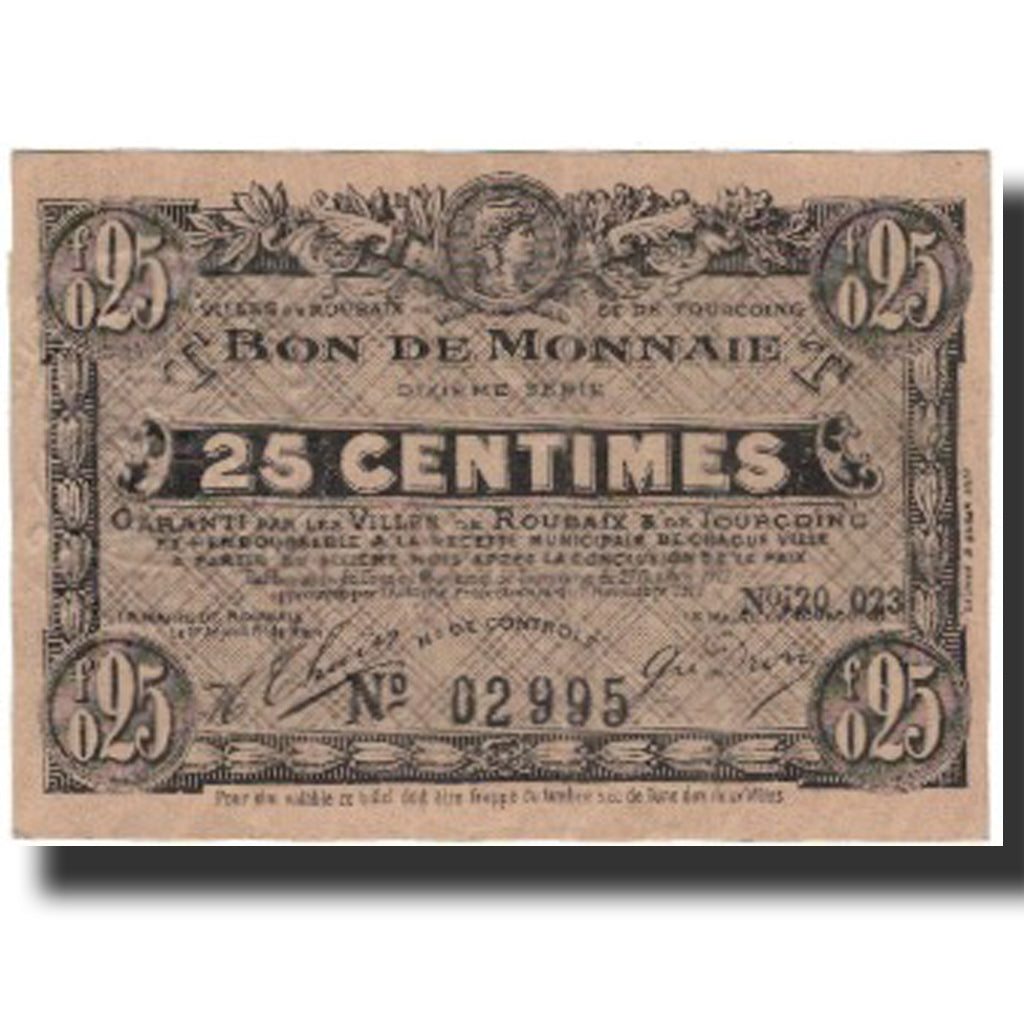 Frankreich, Roubaix et Tourcoing, 25 Centimes, VZ, Pirot:59-2128