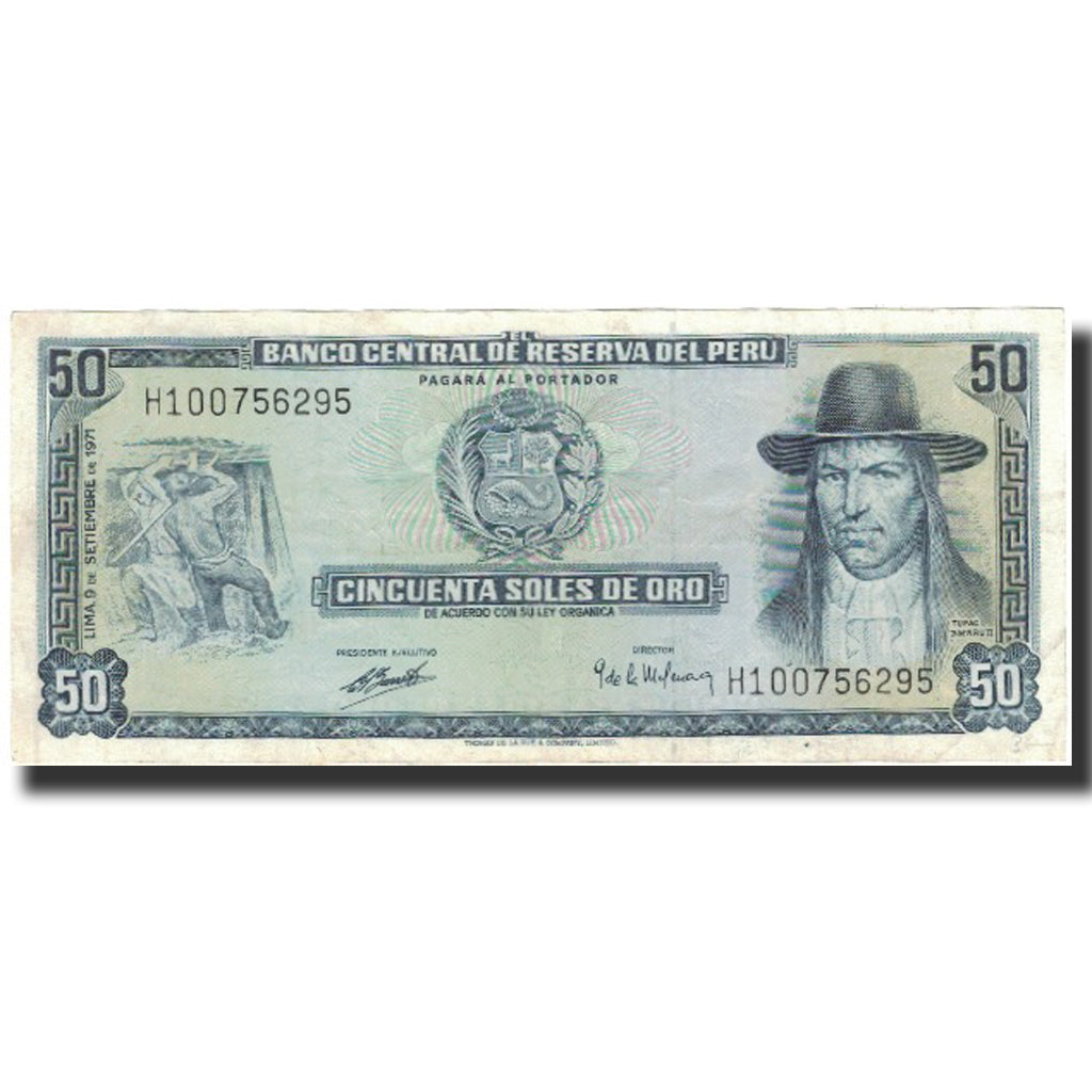 Geldschein, Peru, 50 Soles De Oro, 1971, 1971-09-09, KM:101b, VZ