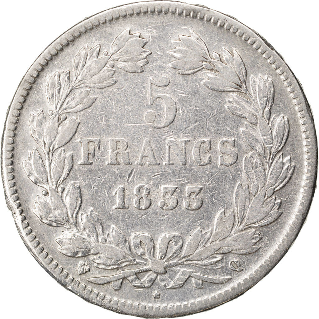 Coin, France, Louis-Philippe, 5 Francs, 1833, Perpignan, EF(40-45), Silver