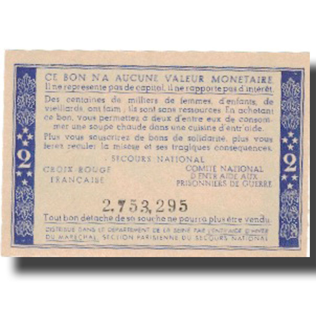 France, Bon de Solidarité, 2 Francs, 1941, UNC(65-70)