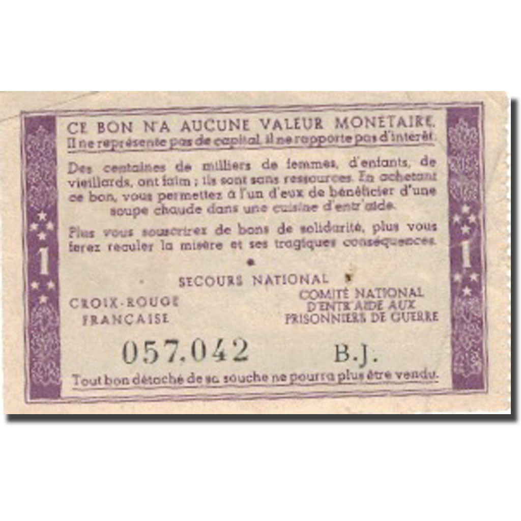 Frankreich, Secours National, 1 Franc, SS