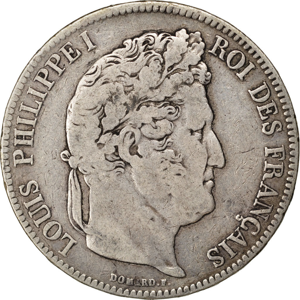 Moneta, Francia, Louis-Philippe, 5 Francs, 1834, Bordeaux, MB, Argento