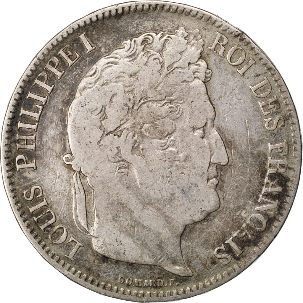 Moneta, Francia, Louis-Philippe, 5 Francs, 1834, Marseille, MB+, Argento