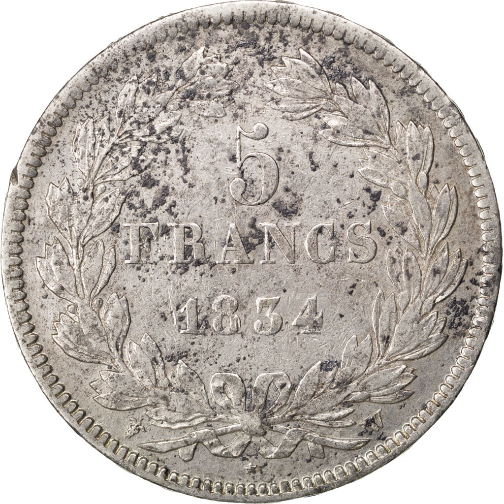 Munten, Frankrijk, Louis-Philippe, 5 Francs, 1834, Lille, ZF, Zilver