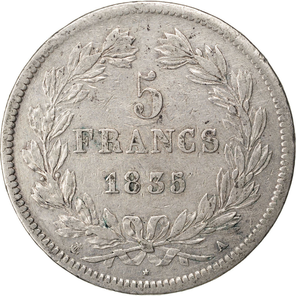 Coin, France, Louis-Philippe, 5 Francs, 1835, Paris, EF(40-45), Silver