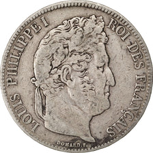 Coin, France, Louis-Philippe, 5 Francs, 1837, Rouen, VF(20-25), Silver