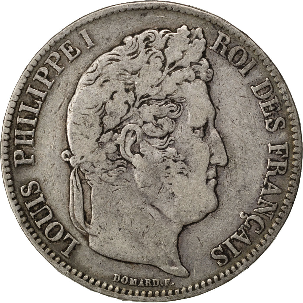 Monnaie, France, Louis-Philippe, 5 Francs, 1837, Marseille, TB+, Argent