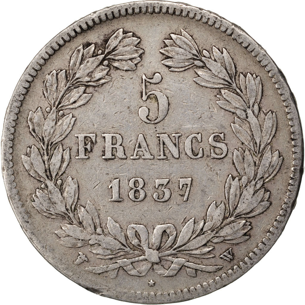 Monnaie, France, Louis-Philippe, 5 Francs, 1837, Lille, TB+, Argent, KM:749.13