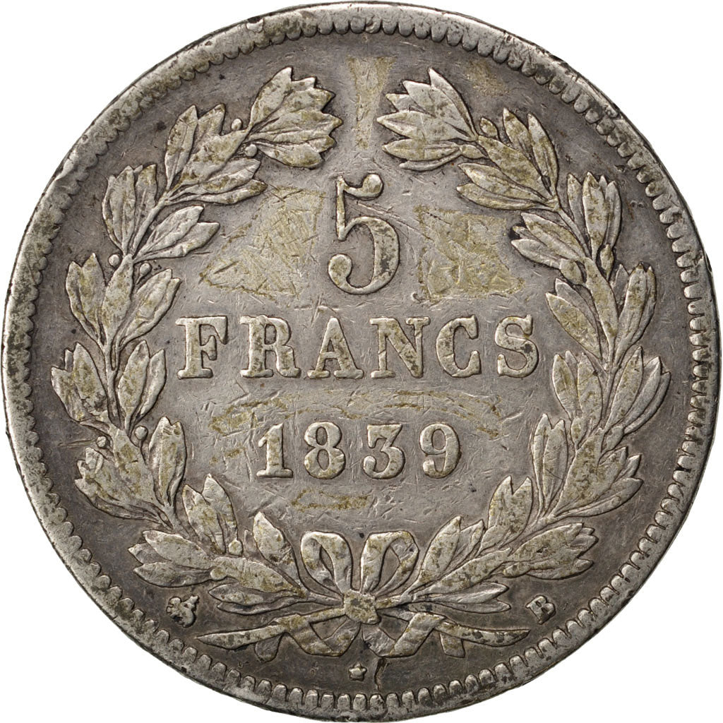 Monnaie, France, Louis-Philippe, 5 Francs, 1839, Rouen, TB+, Argent, Gadoury:678