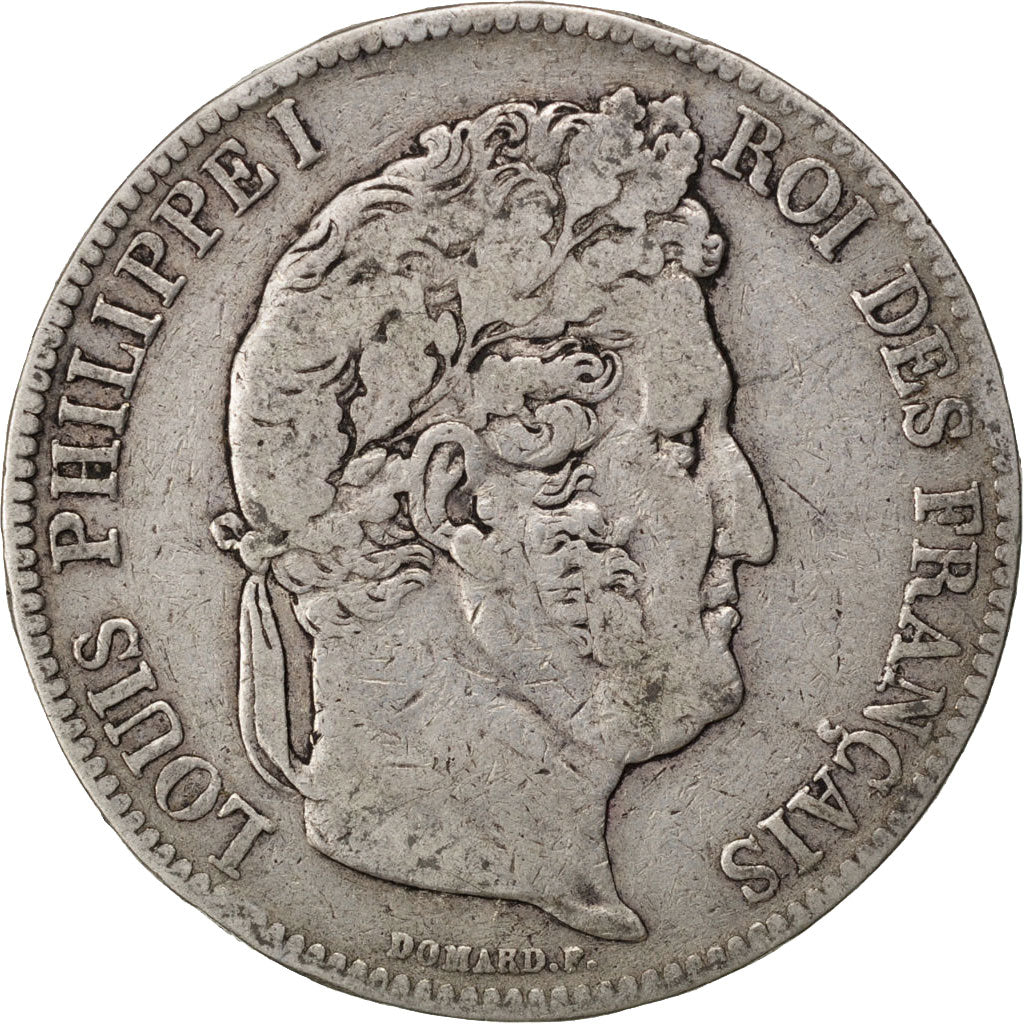 Moneta, Francia, Louis-Philippe, 5 Francs, 1839, Rouen, MB, Argento, KM:749.2