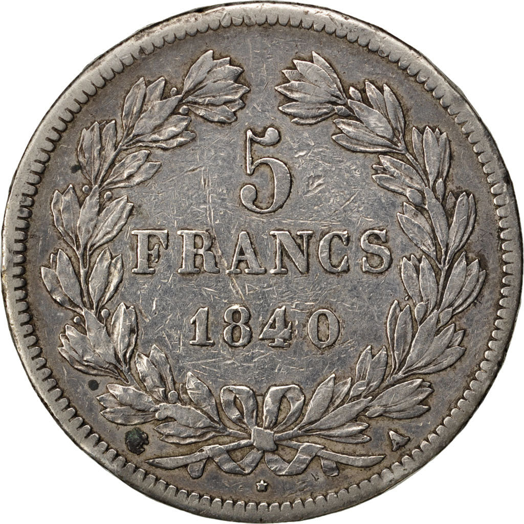 Münze, Frankreich, Louis-Philippe, 5 Francs, 1840, Paris, S+, Silber, KM:749.1