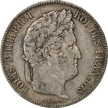 Moneta, Francia, Louis-Philippe, 5 Francs, 1840, Rouen, MB+, Argento, KM:749.2