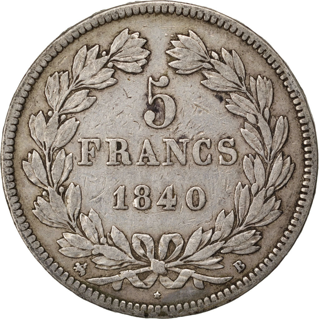 Münze, Frankreich, Louis-Philippe, 5 Francs, 1840, Rouen, S+, Silber, KM:749.2