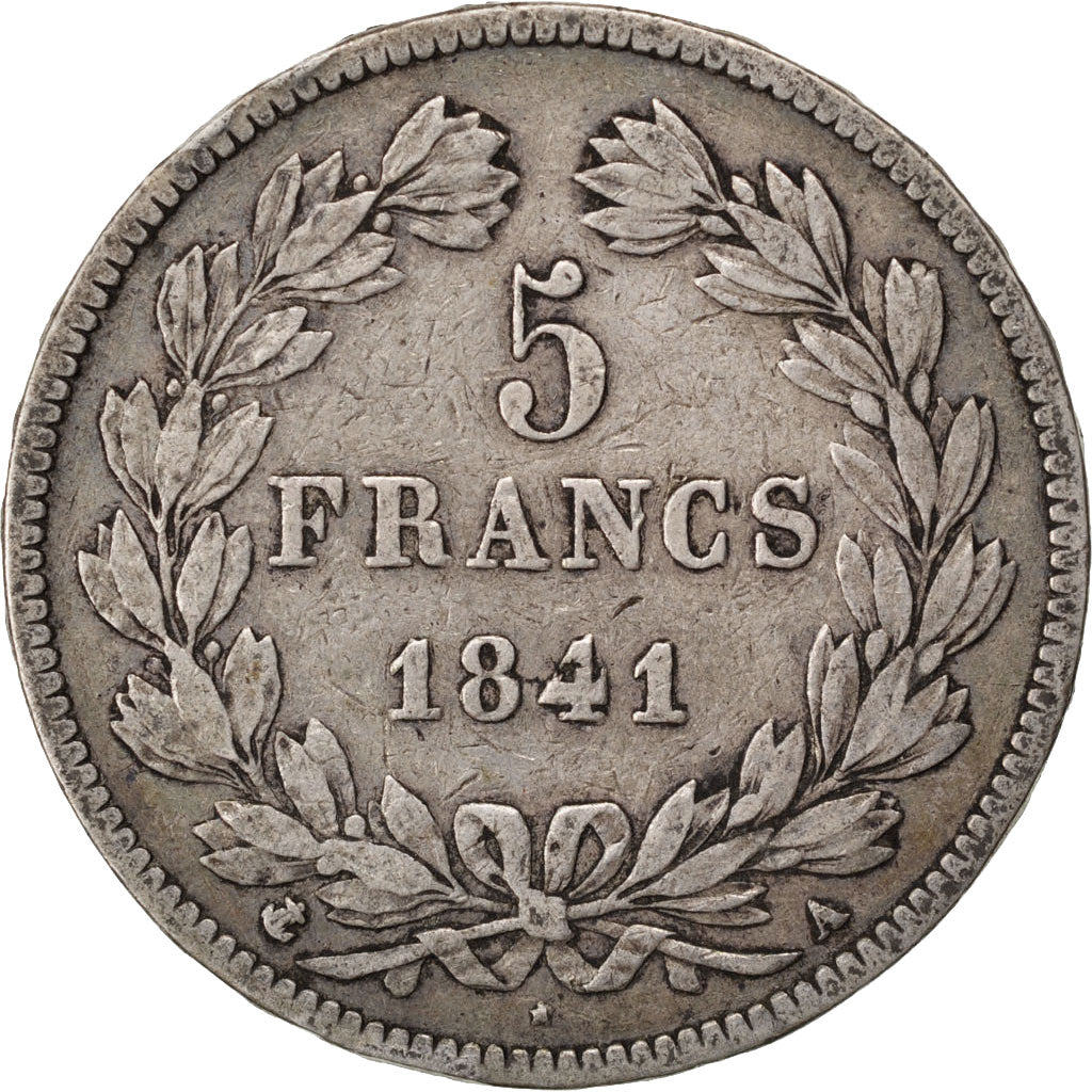 Münze, Frankreich, Louis-Philippe, 5 Francs, 1841, Paris, S+, Silber, KM:749.1