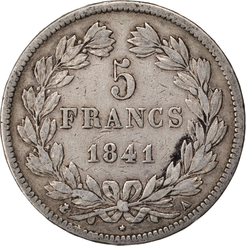 Münze, Frankreich, Louis-Philippe, 5 Francs, 1841, Paris, S+, Silber, KM:749.1