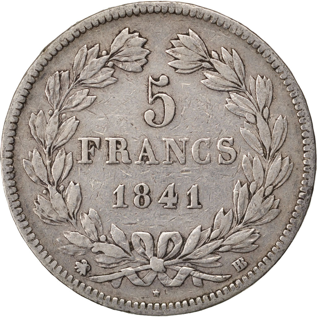 Münze, Frankreich, Louis-Philippe, 5 Francs, 1841, Strasbourg, S+, Silber