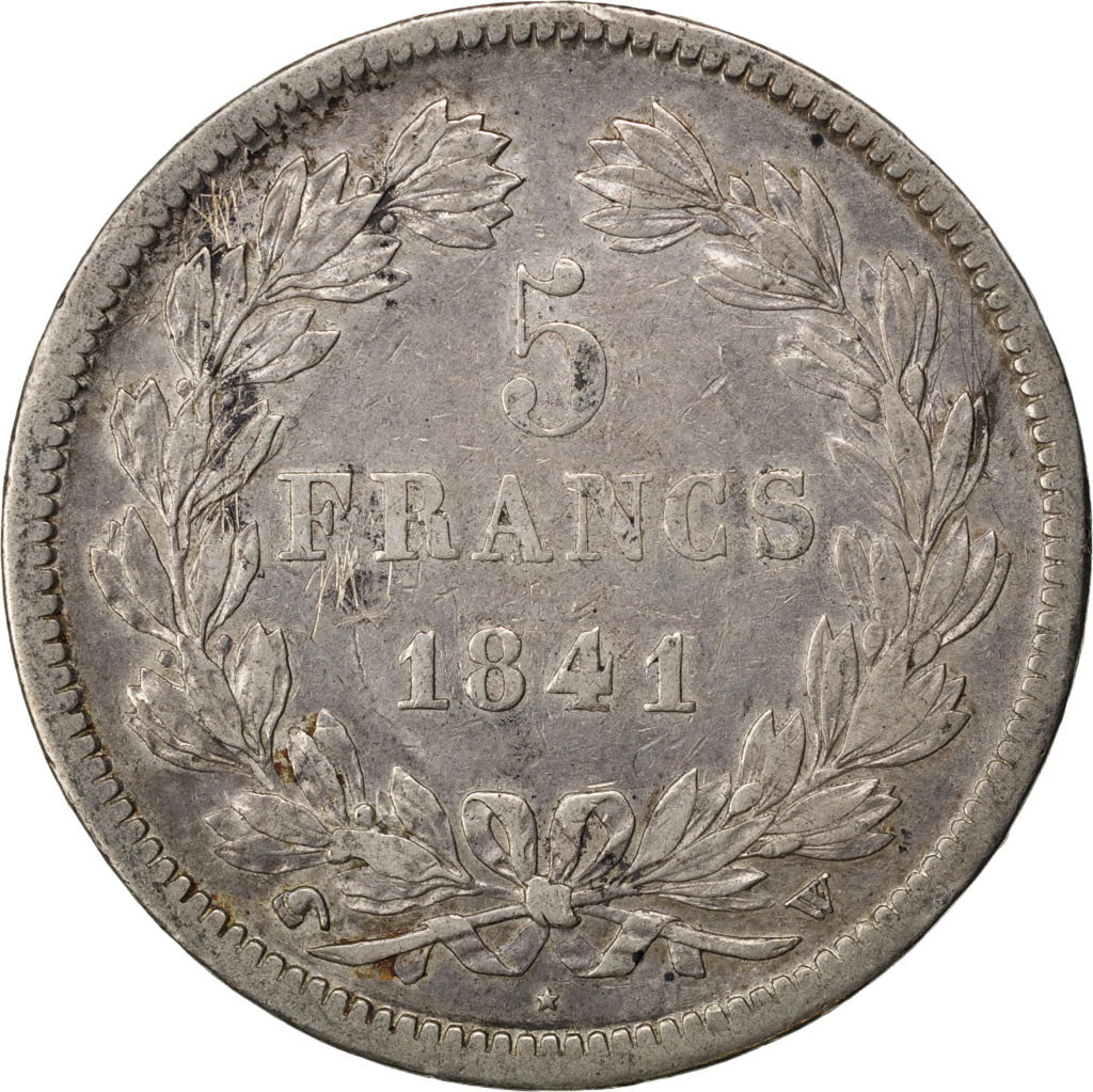 Moneta, Francia, Louis-Philippe, 5 Francs, 1841, Lille, MB+, Argento, KM:749.13
